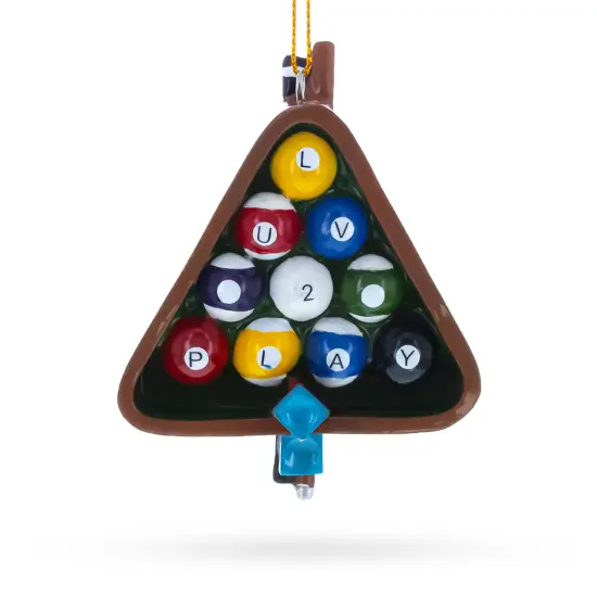 Billiards Pool Table Rack with Balls Resin Christmas Ornament {3}