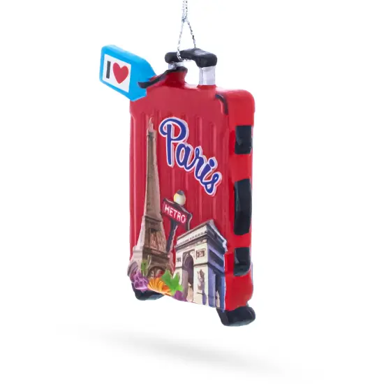 Paris Suitcase Travel Theme Resin Christmas Ornament {3}