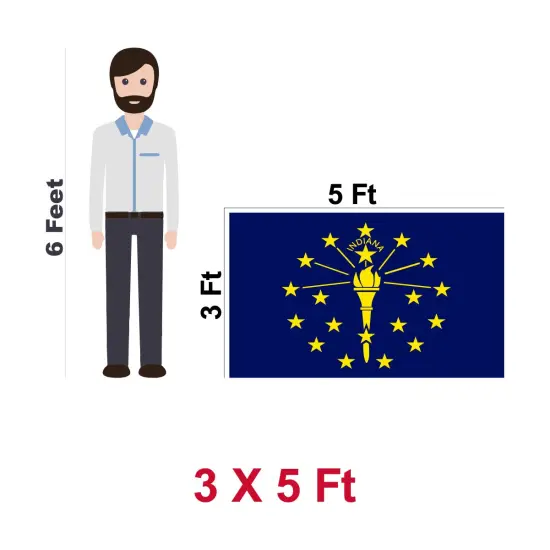 Indiana State Flag 300D Embroidered Polyester 3x5 Ft {4}