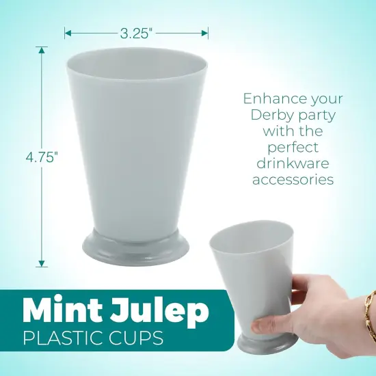 4E's Novelty Mint Julep Plastic Cups 12 Pack 10 Oz Bulk - for Kentucky Themed Derby Party Supplies Decorations Kids Table Centerpiece Horse Racing Birthday Tableware {3}