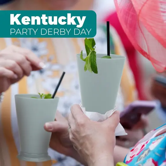 4E's Novelty Mint Julep Plastic Cups 12 Pack 10 Oz Bulk - for Kentucky Themed Derby Party Supplies Decorations Kids Table Centerpiece Horse Racing Birthday Tableware {2}