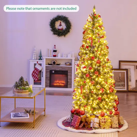 Costway 6 FT Pre-Lit Artificial Christmas Tree with 618 Snowy Branch Tips 280 LED Lights {2}