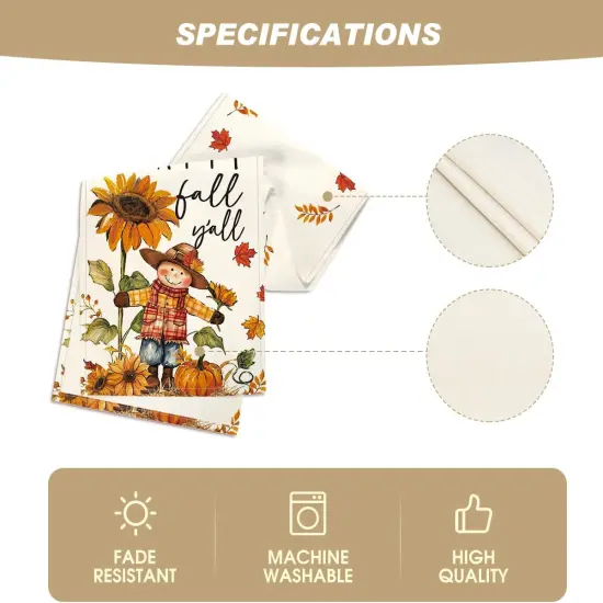 Scarecrow Sunflower Happy Fall Table Runner,13x72 Inch {5}