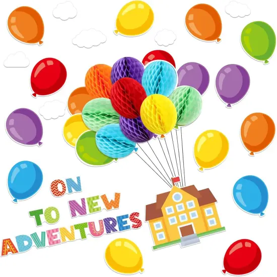 86 Pcs 3D Hot Air Balloon Honeycomb Bulletin Board Set {1}