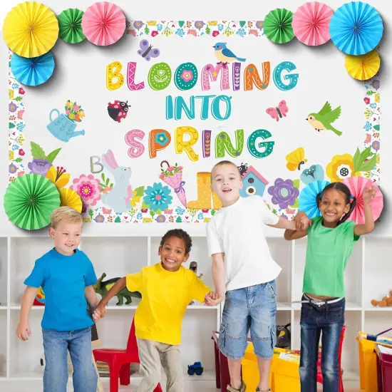 75 Pcs Spring Flowers Decorations Bulletin Board Set {5}