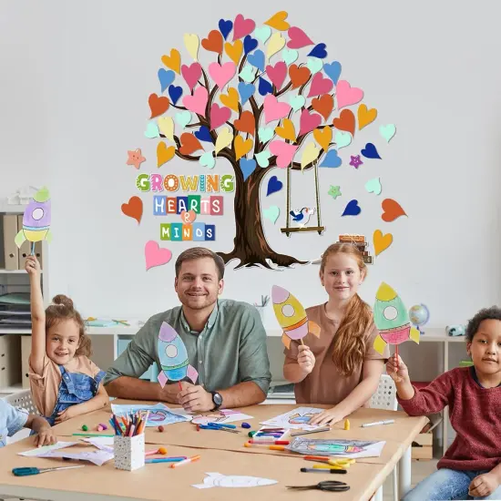 91Pcs Classroom Heart Tree Bulletin Board Decorations Set {2}
