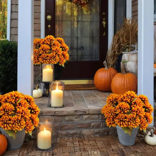 5 Pack 25 Heads Artificial Chrysanthemums Silk Fall Flower {5}