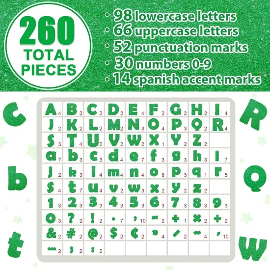 260Pcs Glitter Green Bulletin Board Letters for Classroom {2}