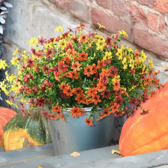 Artificial Mums Flowers Outdoors Autumn Decor {5}