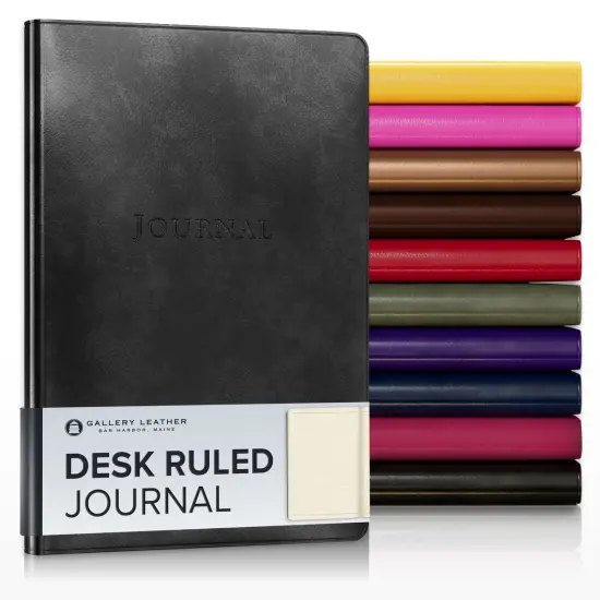 Gallery Leather Journal - Crafted in Maine, USA - Elegant Leather Writing Notebook with 192 Lined Pages - A Timeless Space for Your Thoughts - 8x5.5, Desk Lined Acadia Black {1}