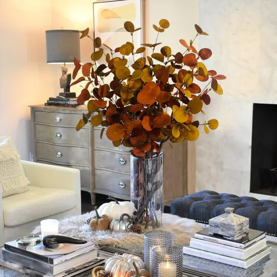 4 Pcs Artificial Fall Eucalyptus Leaves {2}