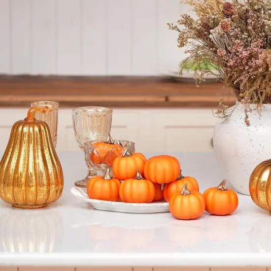 12 Artificial Fake Pumpkin Decor {2}