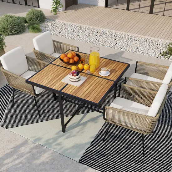 Costway 5 Pieces Patio Dining Set Outdoor Rectangular Table and Chairs Furniture Set {1}