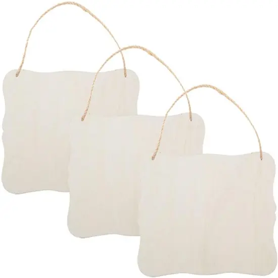 3pcs Unfinished Wood Sign Blank Hanging Wooden Plaque DIY Craft- Style 3, 9x6.5'' {1}
