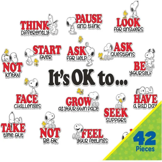42 Pieces Peanuts Snoopy It's Ok to&hellip; Classroom Bulletin Board Set for Teachers {3}