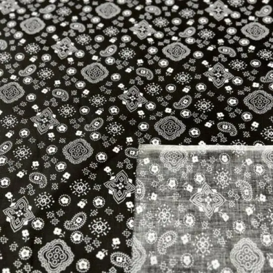 1 Yard Bandana Print Poly Cotton Fabric 58" Black {1}