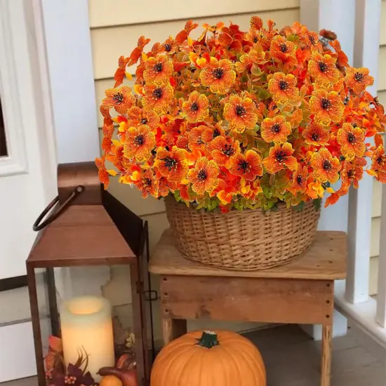 Artificial Fall Flowers for Outdoors - (10PCS,Orange) {2}