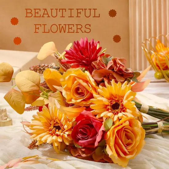 2 Pcs Artificial Fall Flower Bouquets {5}
