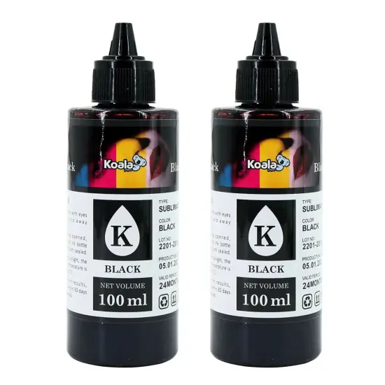 Koala Sublimation Ink 2x100ml Black - For All Epson Inkjet Printers {1}