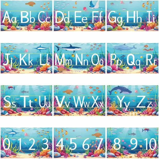 12Pcs Alphabet Bulletin Board Strips Alphabet and Number Lines {1}
