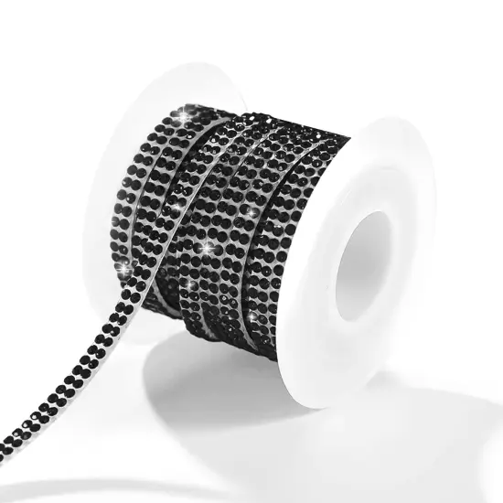Self-Adhesive Rhinestone Ribbon Strip Roll Black {1}