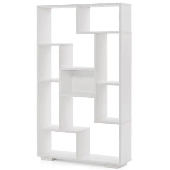 Costway 47" Tall Bookshelf Modern Geometric Bookcase with Open Shelves Anti-tipping Kits White/Black&Natural {7}