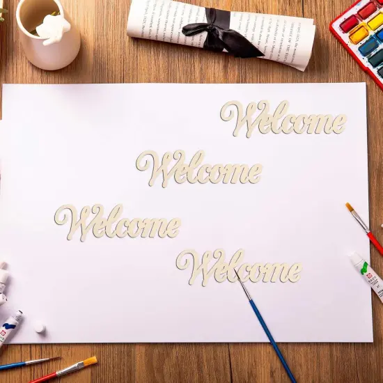 20Pcs Mini Welcome Wood Crafts Cutouts Blank Wooden Welcome Slices {3}