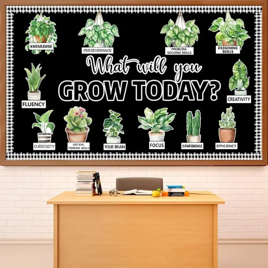 Summer Greenery Potted Plant Bulletin Board Set - Green {1}