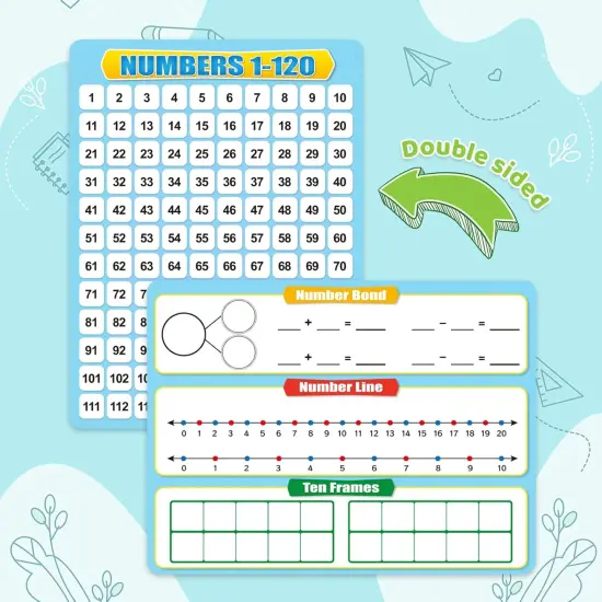 12 Pack Numbers 1-120 Chart Dry Erase Flash Card {3}
