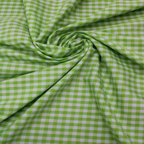 1 Yard Lime Green 1/8&Prime; Gingham Checkered Poly Cotton Fabric Lightweight Sewing Material 58/59 Inch Wide {1}