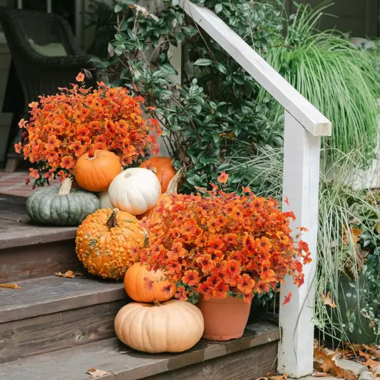 Artificial Mums Fall Flowers - 12 Bundles {3}
