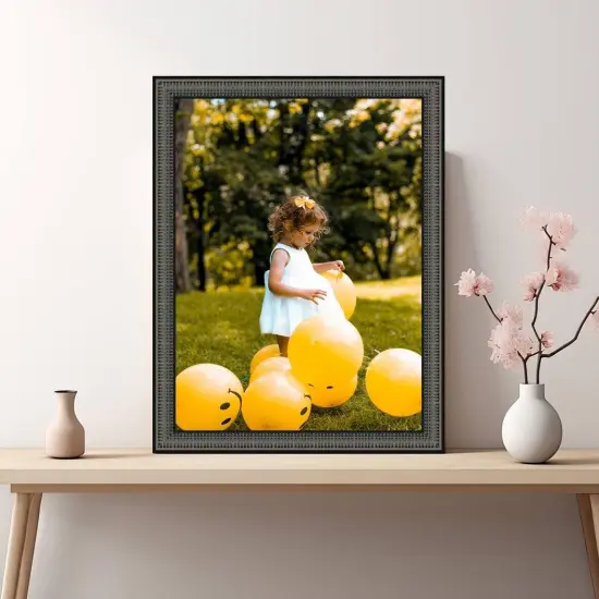 Antique Black Ornate Picture Frame Lined Scoop {4}