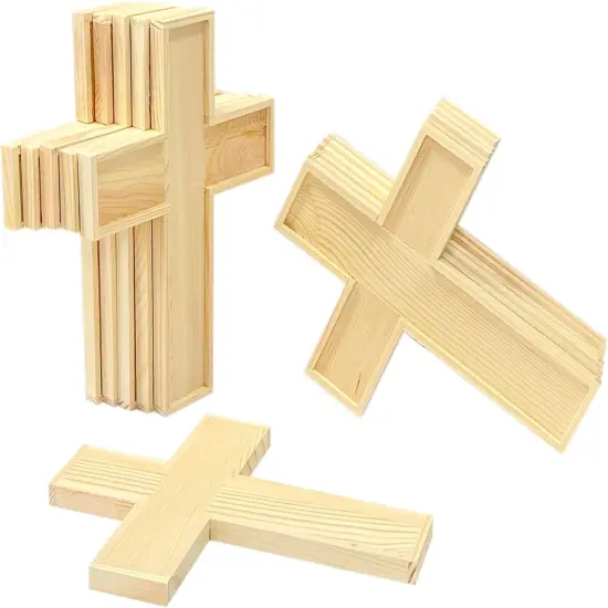 12 Pack Unfinished Wood Crosses Natural Solid Wooden Cross for Crafts (9 x 6.3 x 0.47Inches) {5}