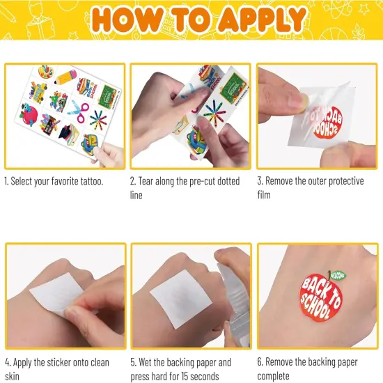 96 PCS Back to School Pre-Cut Temporary Tattoos for Kids {5}
