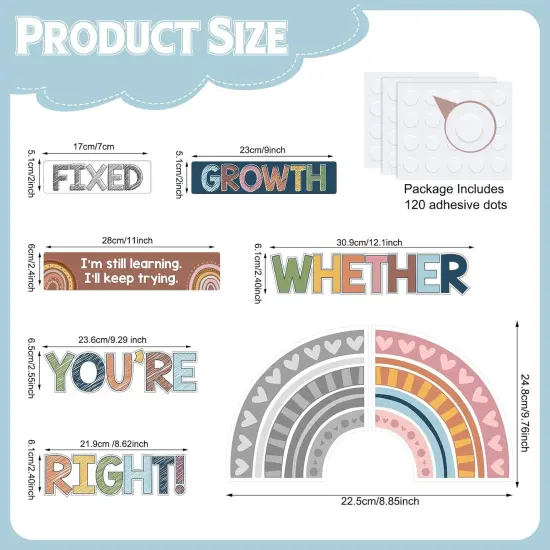 38 Pcs Growth Mindset Posters Bulletin Board Set (Boho) {3}