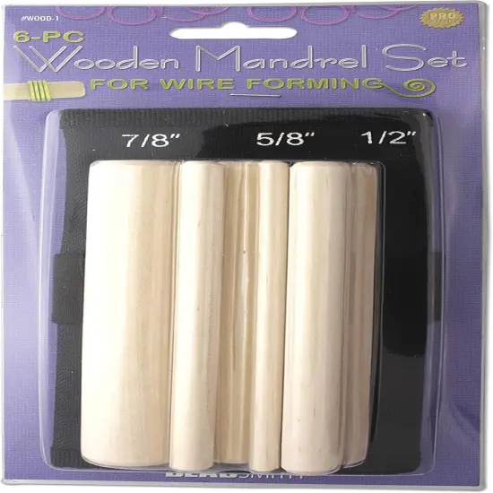 The Beadsmith Wooden Mandrel Set, 6 Piece Dowel Kit, with Labeled Storage Case, Sizes .25"-1" (6.4-25.4mm), Rods for Wire Forming {4}