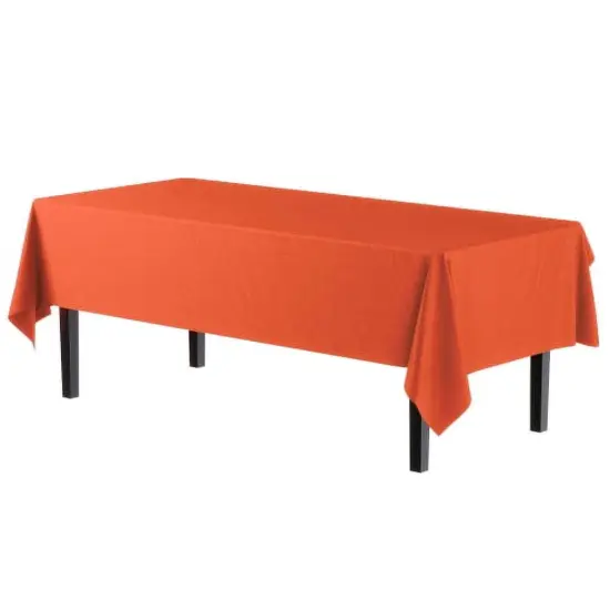 Exquisite 12-Pack Premium Plastic Tablecloth 54in. x 108in. Rectangle Plastic Table Cover Orange {3}
