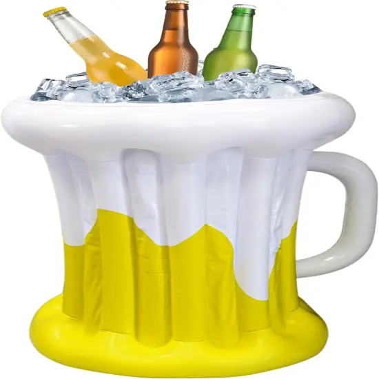 4E's Novelty Inflatable Beer Cooler 22" Mug for Parties, Oktoberfest Themed Decorations, Outdoor Party Supplies, Floating Drink Bucket {1}