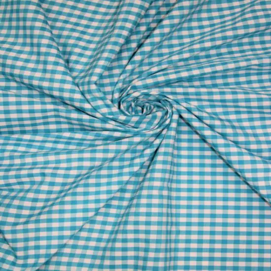 1 Yard Turquoise 1/8&Prime; Gingham Checkered Poly Cotton Fabric Lightweight Woven Non-Stretch 58/59 Inch Wide {1}