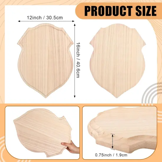 6 Pcs Unfinished Wood Plaque Wooden Shield Plaque Wood Sign(12 x 16 Inch) {3}