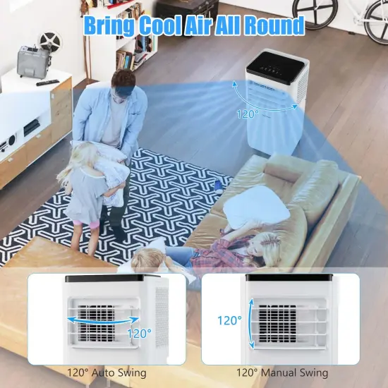Costway 8000 BTU Portable Air Conditioner Cools up to 250 Sq.Ft with Fan & Dehumidifier 5000 BTU(8000BTU ASHRAE) {4}