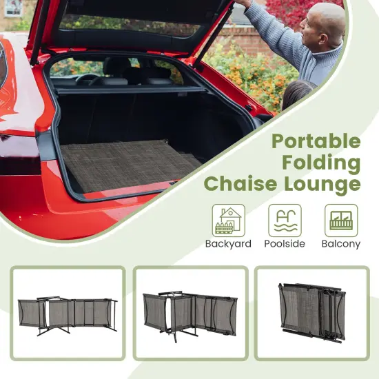 Costway Patio Folding Chaise Lounge Chairs with 6-Level Backrest Reclining Chairs {6}