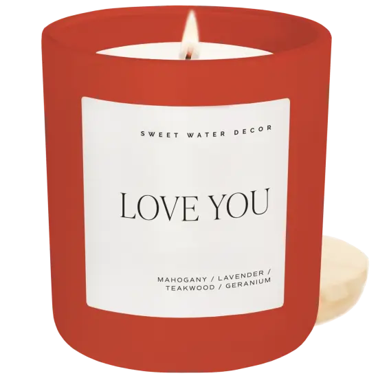 Love You Soy Candle - Red Matte Jar - 15 oz {1}