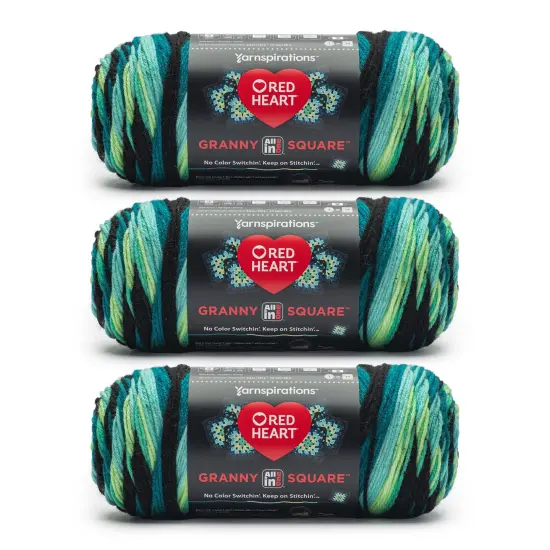 Red Heart All in One Granny Square Yarn 24 Pack-Black- Cyber Leaf {1}