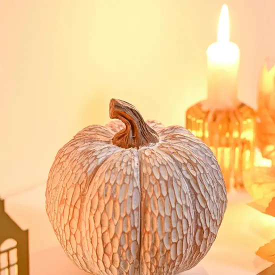 Brown and White Decorative Pumpkins Figurine {5}