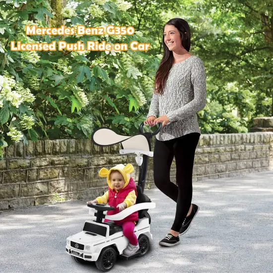 Costway 3 in 1 Ride on Push Car Mercedes Benz G350 Stroller Sliding Car w/ Canopy {5}