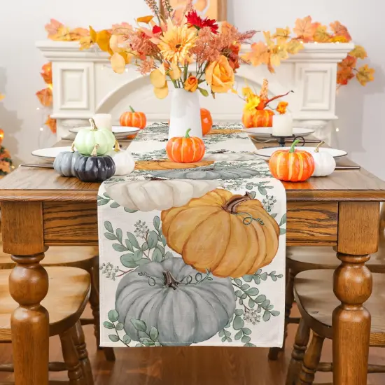 Eucalyptus Pumpkin Fall Table Runner {3}