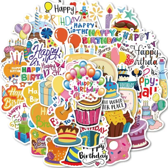 50Pcs Happy Birthday Stickers {1}