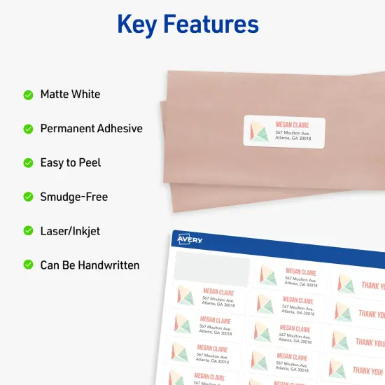 Avery Easy Peel Printable Address Labels with Sure Feed, 1" x 2-5/8" Customizable Stickers, White, 750 Blank Mailing Labels, Great for Mailing, Shipping, and More (8160) {3}