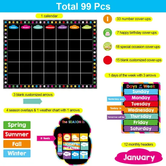99 Pcs Calendar Bulletin Board Set {3}